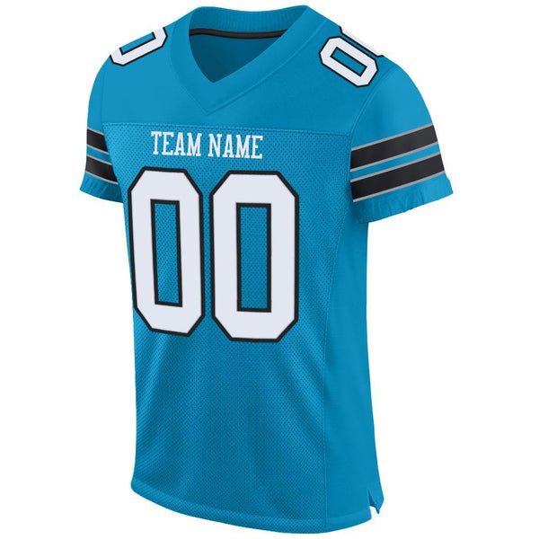 Custom Panther Blue White-Black Mesh Authentic Football Jersey alternate