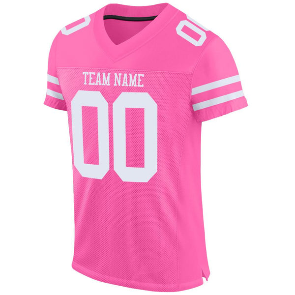 Custom Pink White Mesh Authentic Football Jersey alternate