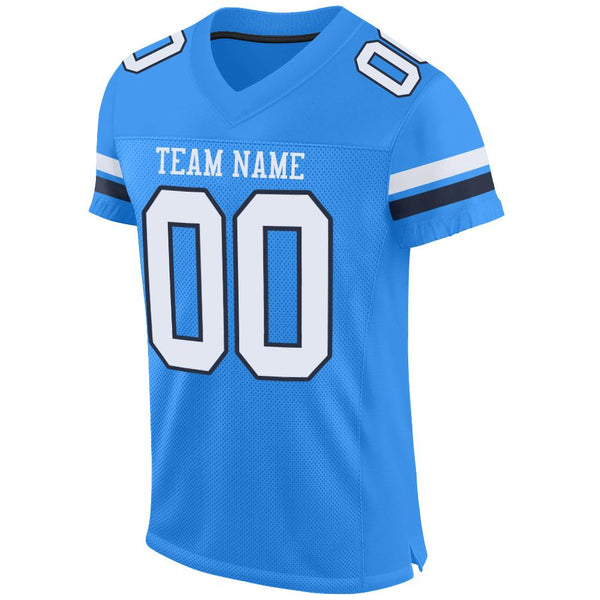 Custom Powder Blue White-Navy Mesh Authentic Football Jersey alternate