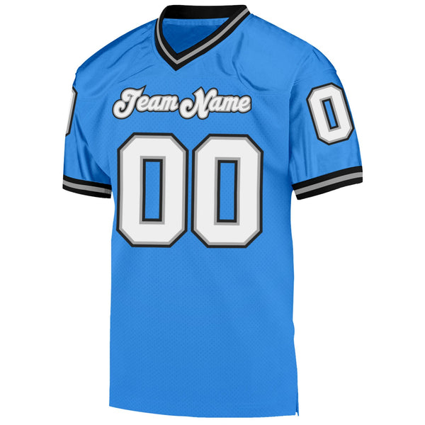 Custom Powder Blue White-Black Mesh Authentic Throwback Football Jersey alternate