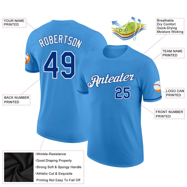 Custom Powder Blue Royal-White Performance T-Shirt alternate