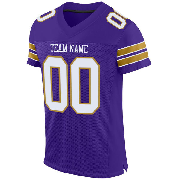 Custom Purple White-Old Gold Mesh Authentic Football Jersey alternate