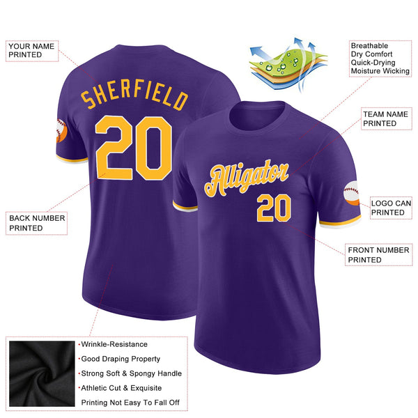 Custom Purple Gold-White Performance T-Shirt alternate