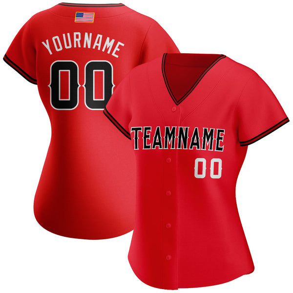 Custom Red Black-White Authentic American Flag Fashion Baseball Jersey alternate