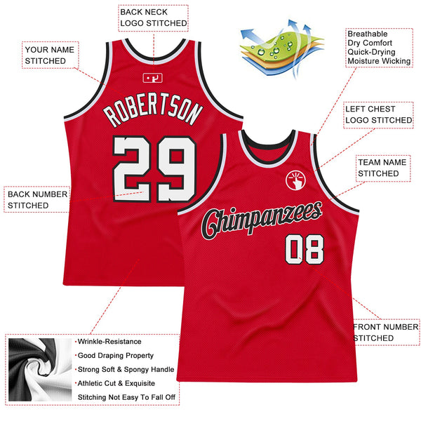 Custom Red White-Black Authentic Throwback Basketball Jersey alternate