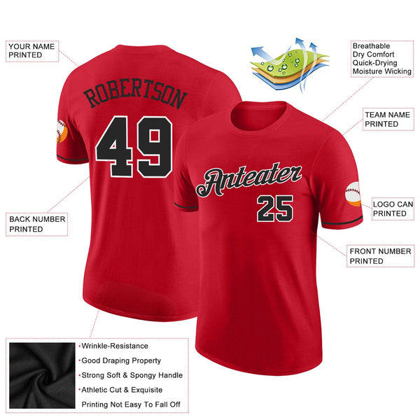 Custom Red Black-White Performance T-Shirt alternate