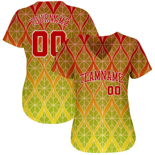 Custom Red Red-White 3D Pattern Design Authentic Baseball Jersey alternate
