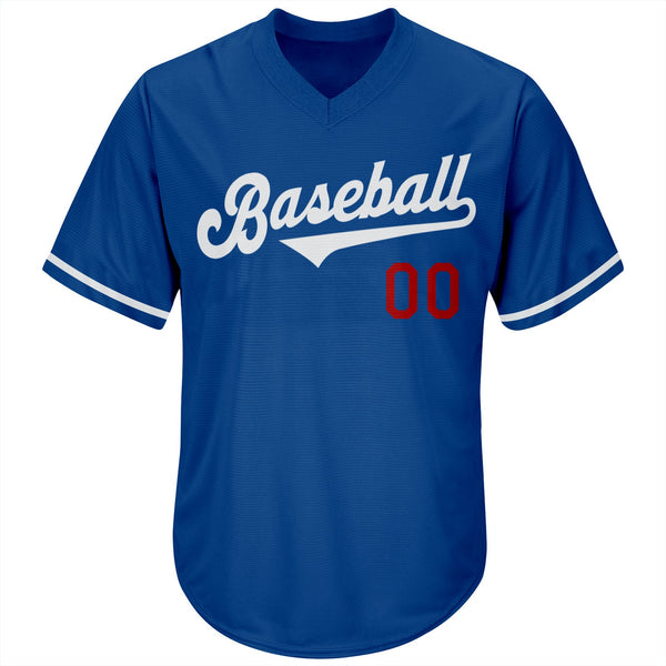 Custom Royal White-Red Authentic Throwback Rib-Knit Baseball Jersey Shirt alternate