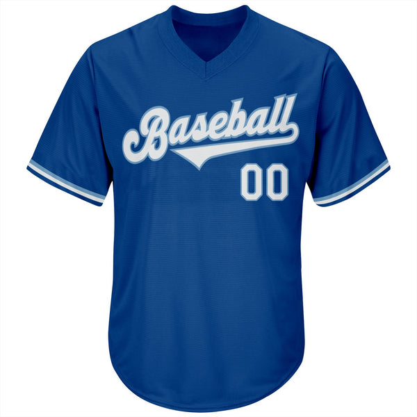 Custom Royal White-Light Blue Authentic Throwback Rib-Knit Baseball Jersey Shirt alternate