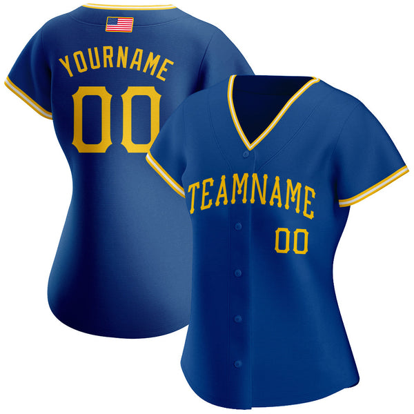 Custom Royal Gold-White Authentic American Flag Fashion Baseball Jersey alternate
