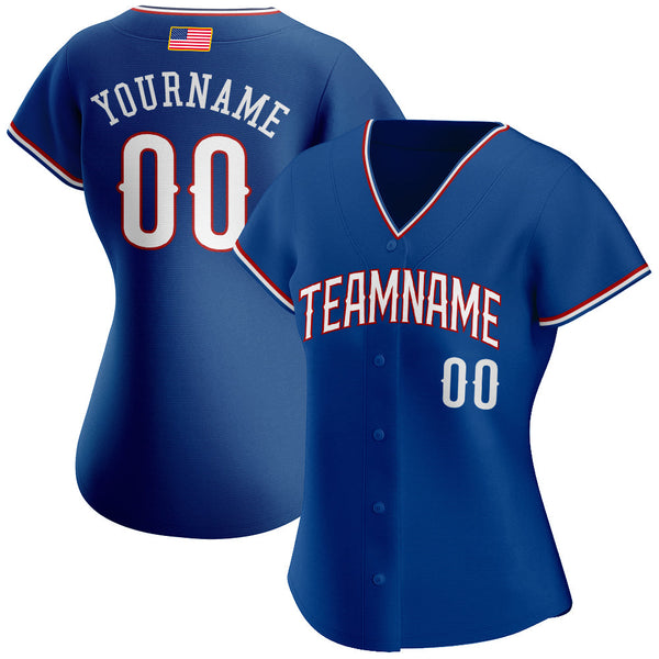 Custom Royal White-Red Authentic American Flag Fashion Baseball Jersey alternate