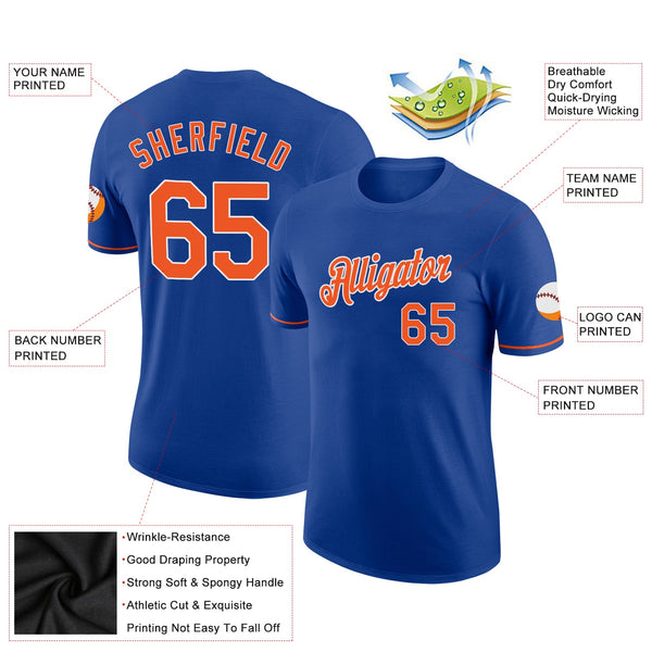 Custom Royal Orange-White Performance T-Shirt alternate
