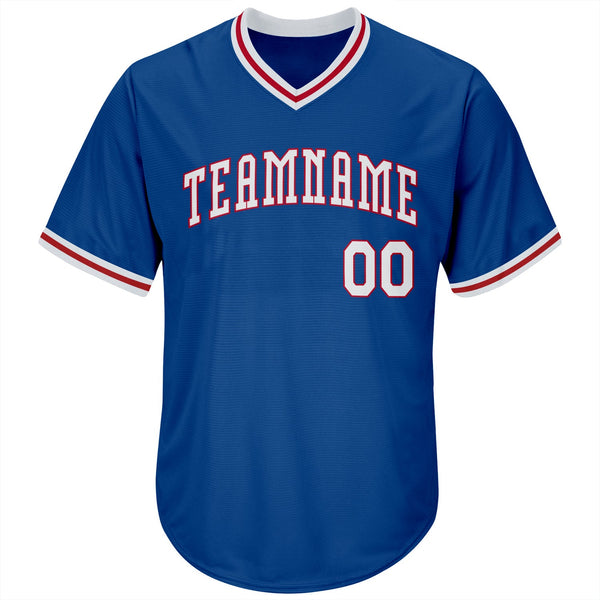 Custom Royal White-Red Authentic Throwback Rib-Knit Baseball Jersey Shirt alternate