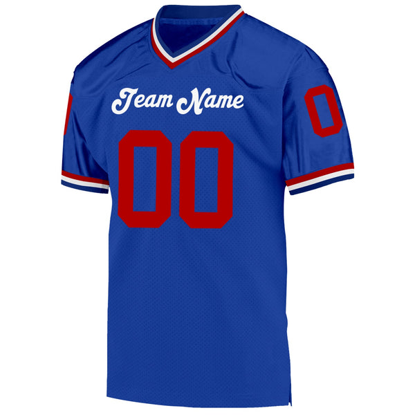 Custom Royal Red-White Mesh Authentic Throwback Football Jersey alternate