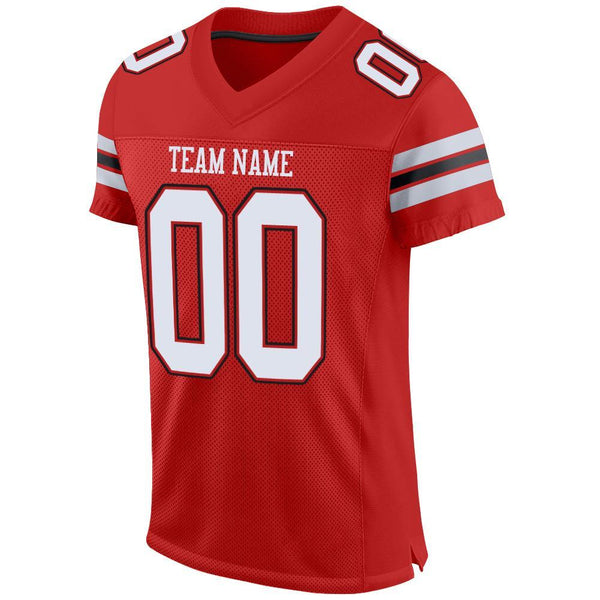Custom Scarlet White-Black Mesh Authentic Football Jersey alternate