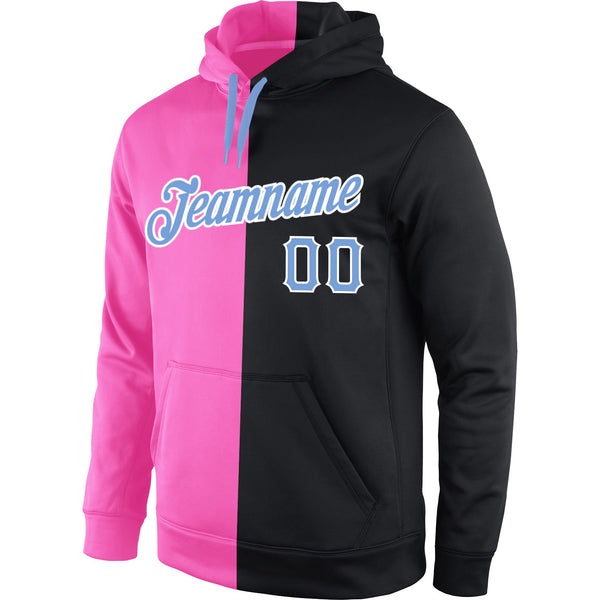 Custom Stitched Pink Light Blue-Black Split Fashion Sports Pullover Sweatshirt Hoodie alternate