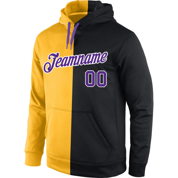 Custom Stitched Gold Purple-Black Split Fashion Sports Pullover Sweatshirt Hoodie alternate