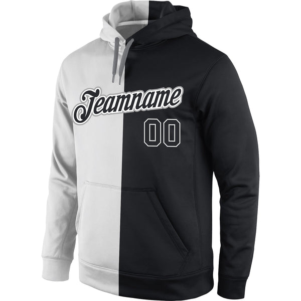 Custom Stitched White Black Split Fashion Sports Pullover Sweatshirt Hoodie alternate