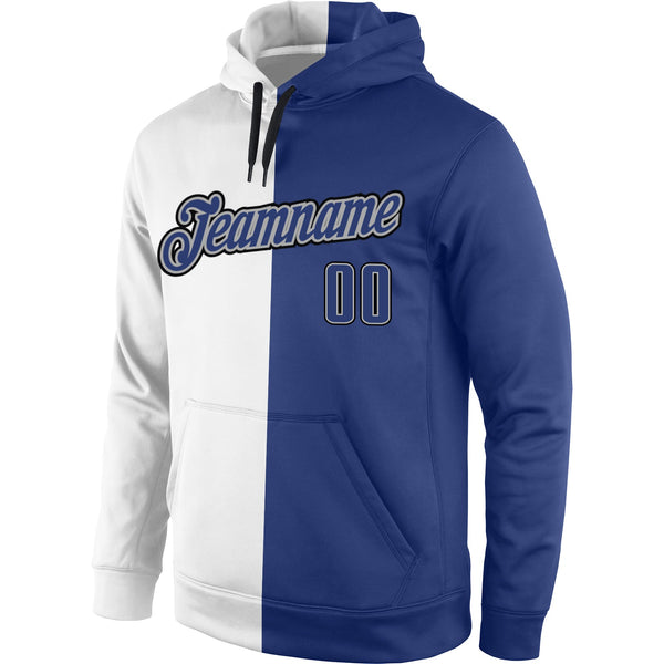 Custom Stitched White Royal-Gray Split Fashion Sports Pullover Sweatshirt Hoodie alternate