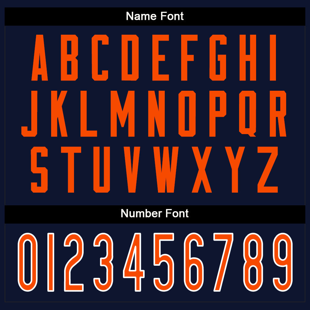 Custom Navy Orange-White Split Fashion Football Jersey - Detail
