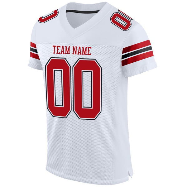 Custom White Red-Black Mesh Authentic Football Jersey alternate