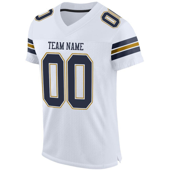 Custom White Navy-Old Gold Mesh Authentic Football Jersey alternate