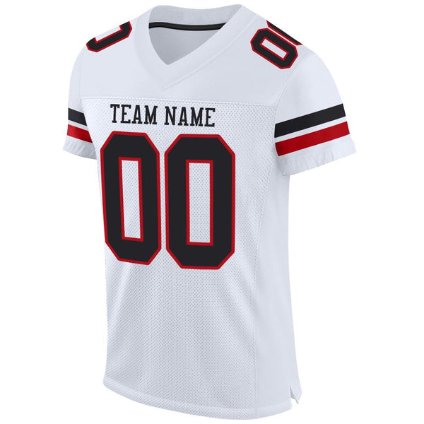 Custom White Black-Red Mesh Authentic Football Jersey alternate