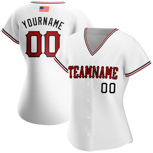 Custom White Red-Black Authentic American Flag Fashion Baseball Jersey alternate