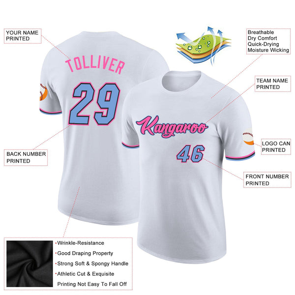 Custom White Light Blue-Pink Performance T-Shirt alternate