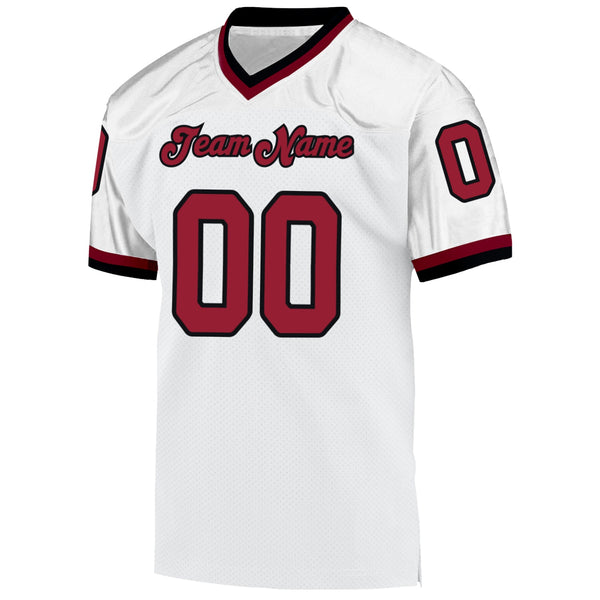 Custom White Cardinal-Black Mesh Authentic Throwback Football Jersey alternate
