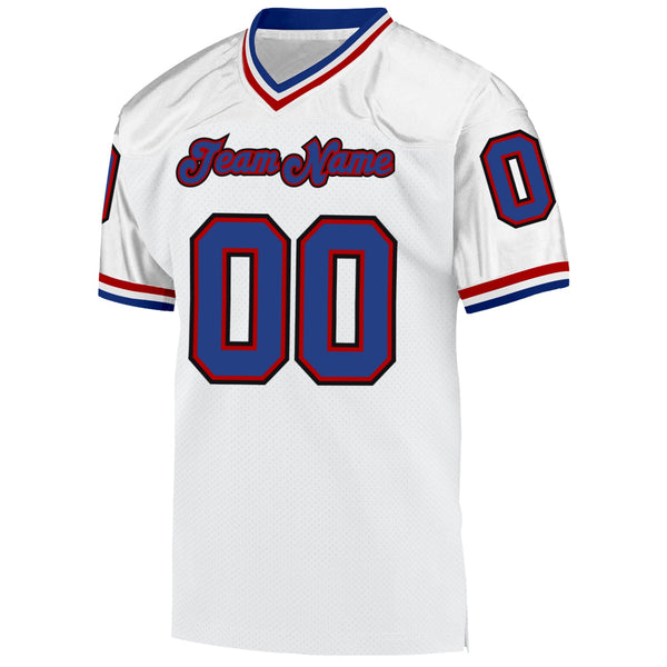 Custom White Royal-Red Mesh Authentic Throwback Football Jersey alternate