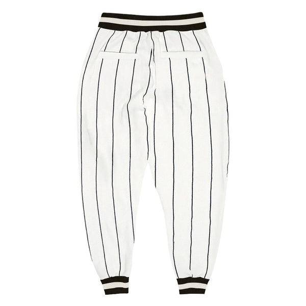 Custom White Black Pinstripe Black-White Sports Pants alternate