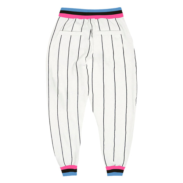 Custom White Black Pinstripe Pink-Light Blue Sports Pants alternate