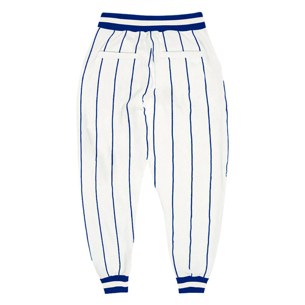 Custom White Royal Pinstripe Royal-White Sports Pants alternate