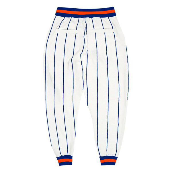 Custom White Royal Pinstripe Royal-Orange Sports Pants alternate