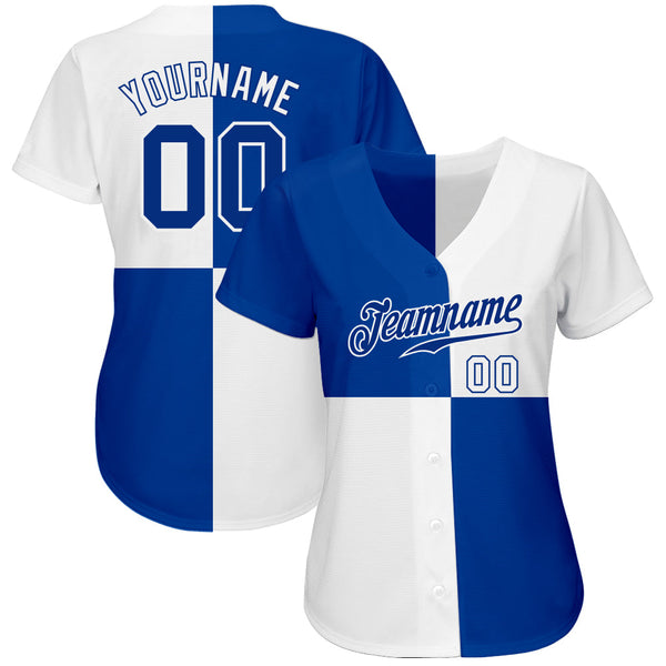 Custom White Royal 3D Pattern Design Multicolor Authentic Baseball Jersey alternate