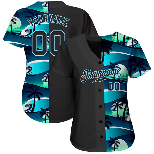 Custom 3D Pattern Design Tropical Hibiscus And Palm Trees Authentic Baseball Jersey alternate