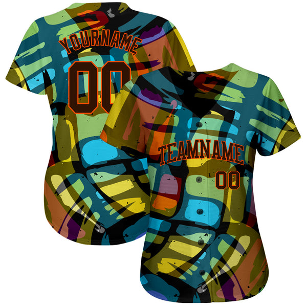 Custom 3D Pattern Design Abstract Graffiti Authentic Baseball Jersey alternate