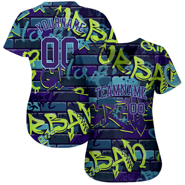 Custom 3D Pattern Design Abstract Graffiti Authentic Baseball Jersey alternate