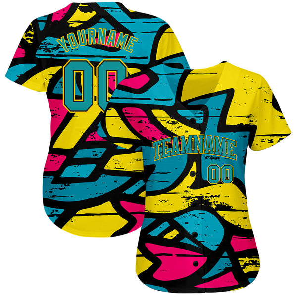 Custom 3D Pattern Design Abstract Graffiti Authentic Baseball Jersey alternate
