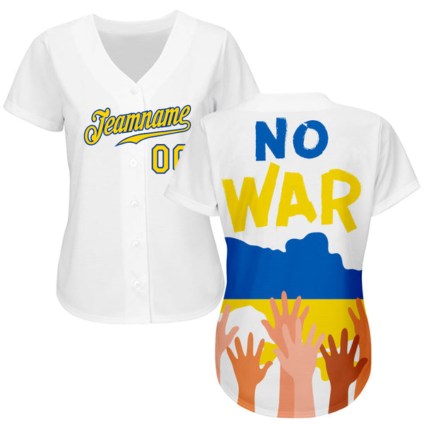 Custom 3D Pattern Design No War In Ukraine Authentic Baseball Jersey alternate