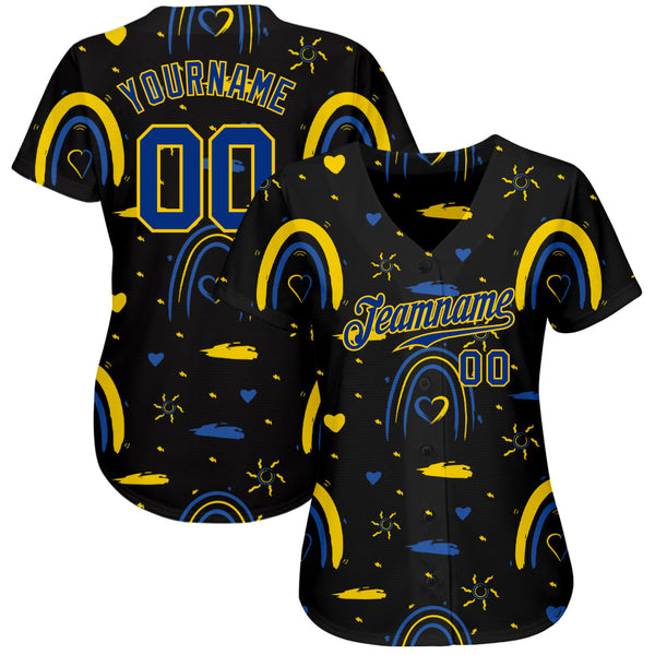Custom 3D Pattern Design Ukrainian Flag Colors Glory To Ukraine Authentic Baseball Jersey alternate