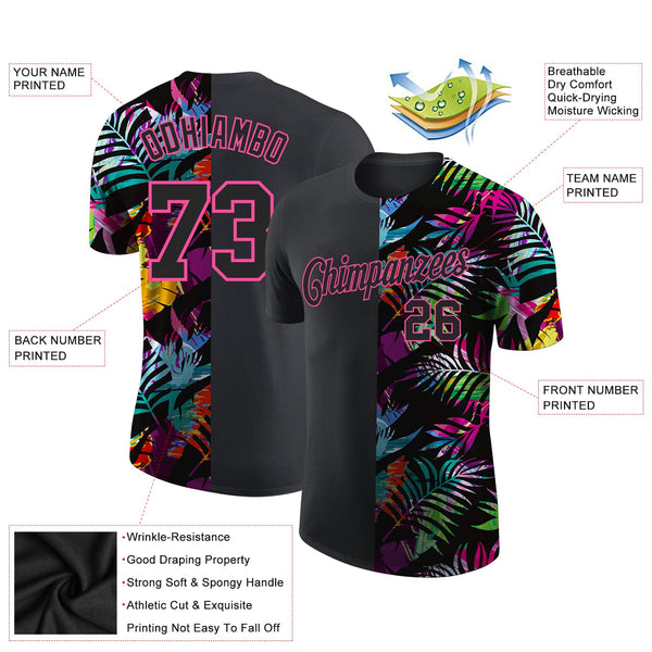 Custom 3D Pattern Design Tropical Hawaii Palm Leaves Performance T-Shirt alternate