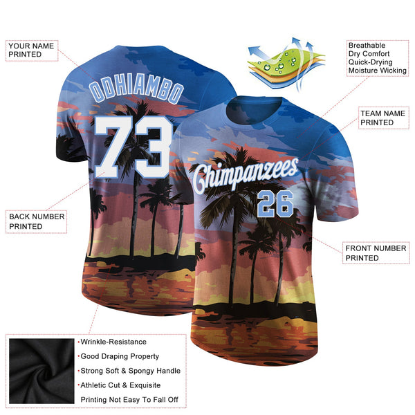 Custom 3D Pattern Design Hawaii Palm Trees Performance T-Shirt alternate