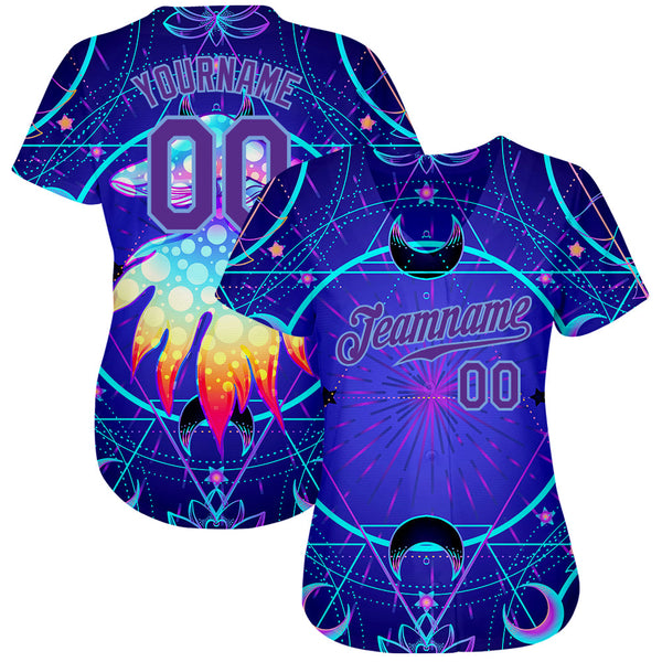 Custom 3D Pattern Design Magic Mushrooms Over Sacred Geometry Psychedelic Hallucination Authentic Baseball Jersey alternate
