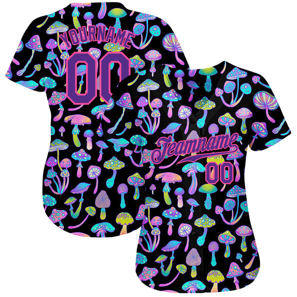 Custom 3D Pattern Design Magic Mushrooms Psychedelic Hallucination Authentic Baseball Jersey alternate