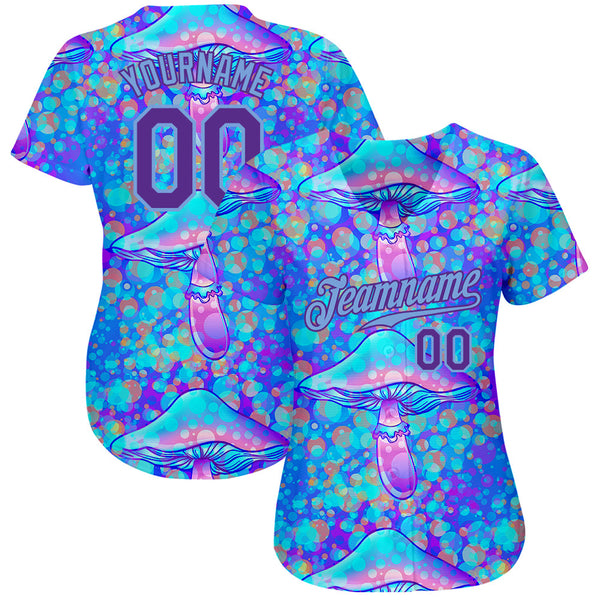 Custom 3D Pattern Design Magic Mushrooms Psychedelic Hallucination Authentic Baseball Jersey alternate