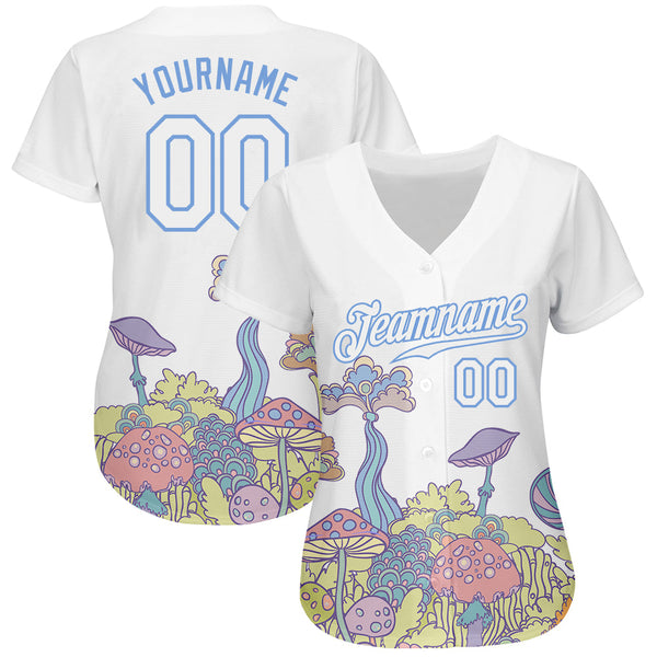 Custom 3D Pattern Design Colorful Flowers And Mushrooms Psychedelic Hallucination Authentic Baseball Jersey alternate