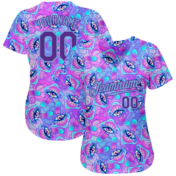 Custom 3D Pattern Design Magic Mushrooms Psychedelic Hallucination Authentic Baseball Jersey alternate