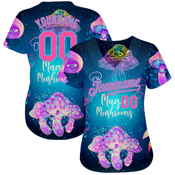 Custom 3D Pattern Design Magic Mushrooms Over Sacred Geometry Psychedelic Hallucination Authentic Baseball Jersey alternate